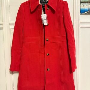 J. Crew Vibrant Scarlet Trench Christmas Coat